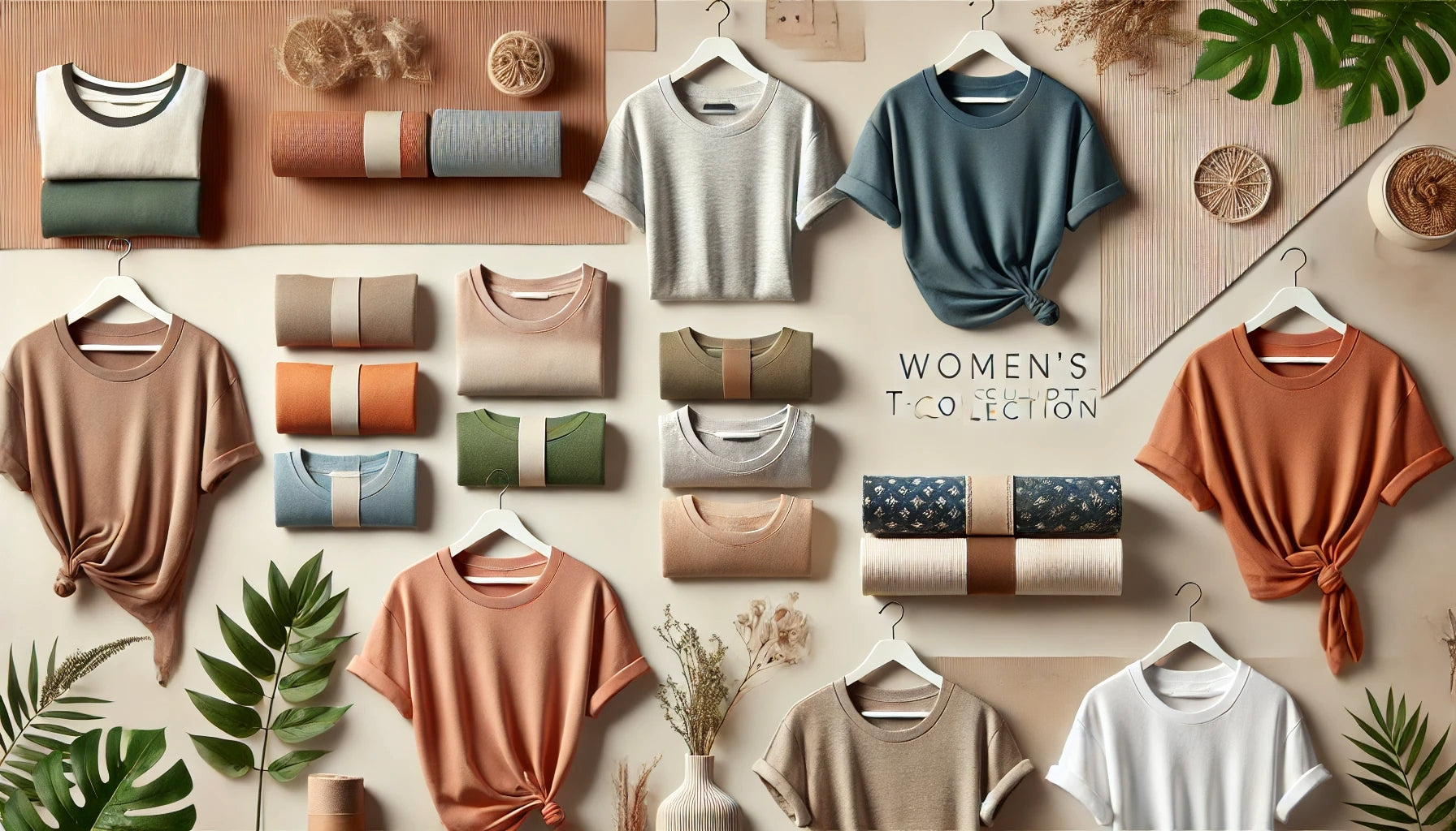 Banner featuring stylish and casual Women's T-shirts in various colors and patterns, perfect for everyday wear.