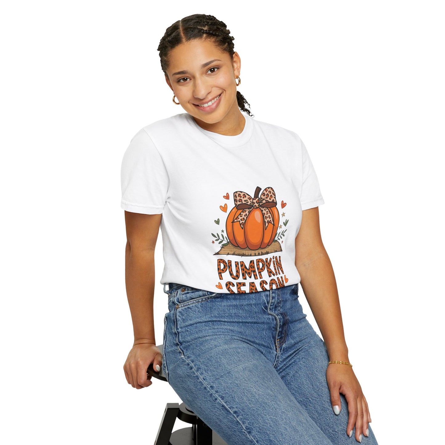 Pumpkin Season Unisex Garment-Dyed T-shirt – Leopard Print Pumpkin Fall Shirt