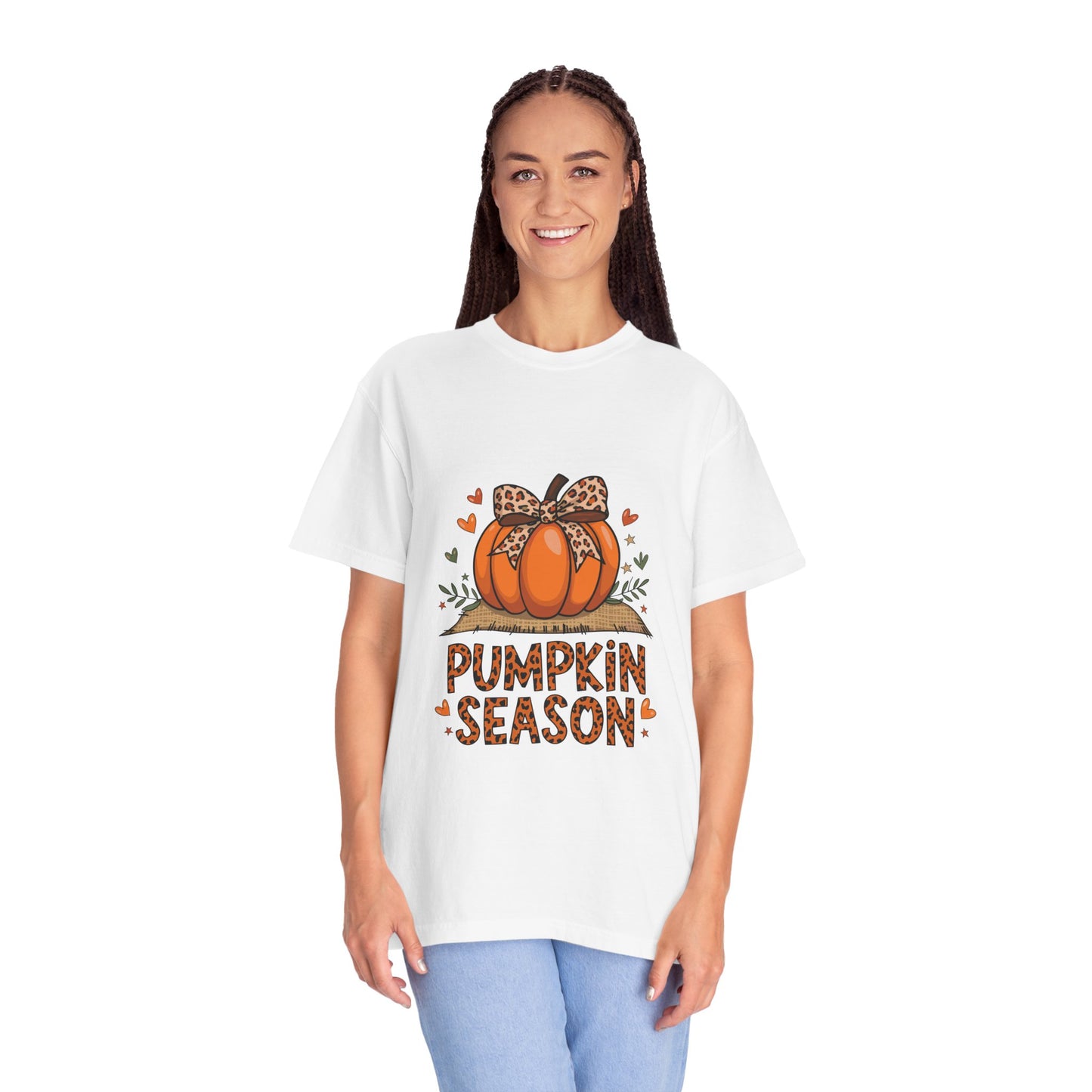 Pumpkin Season Unisex Garment-Dyed T-shirt – Leopard Print Pumpkin Fall Shirt