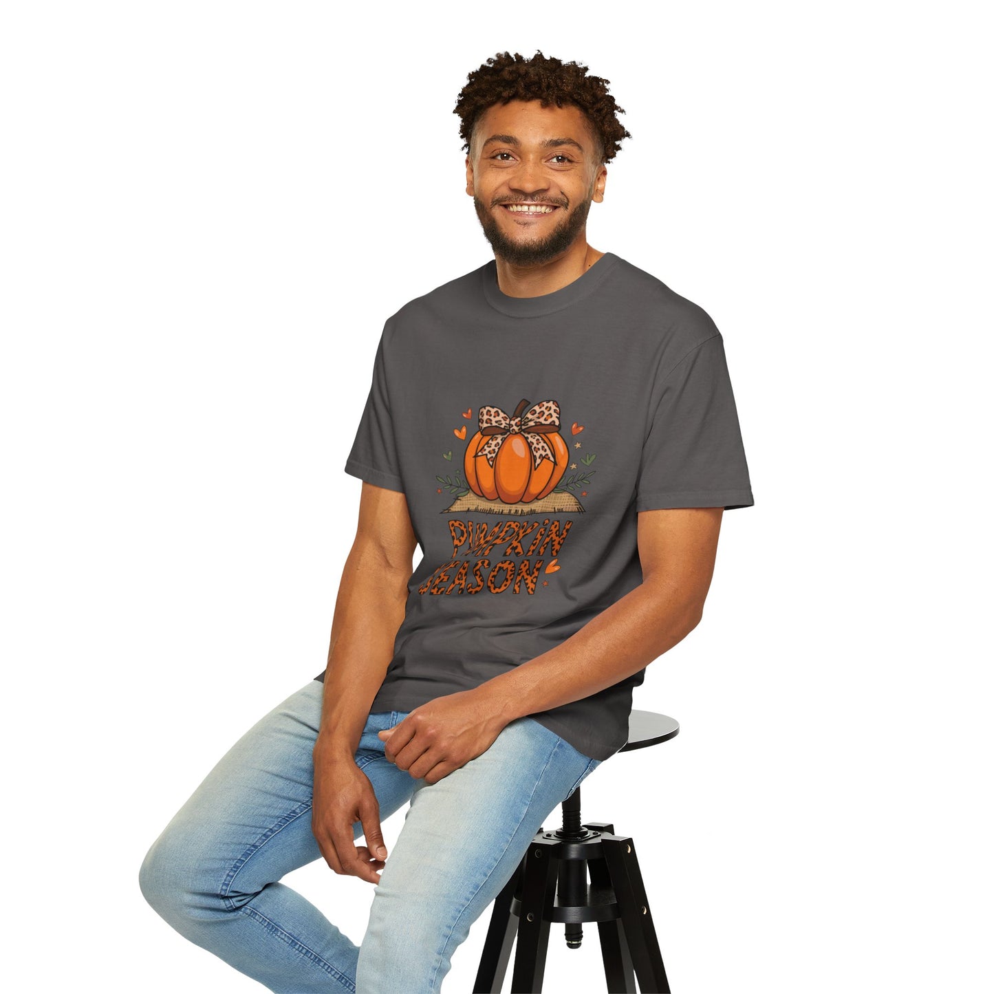 Pumpkin Season Unisex Garment-Dyed T-shirt – Leopard Print Pumpkin Fall Shirt