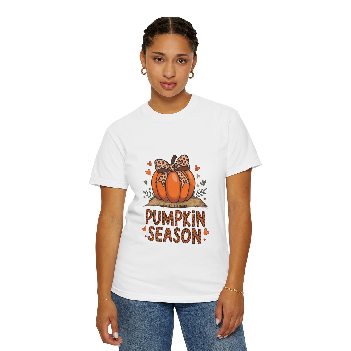Pumpkin Season Unisex Garment-Dyed T-shirt – Leopard Print Pumpkin Fall Shirt