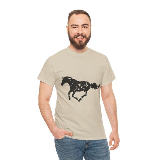 Running Horse Shirt – Vintage Distressed Equestrian T-Shirt, 100% Cotton