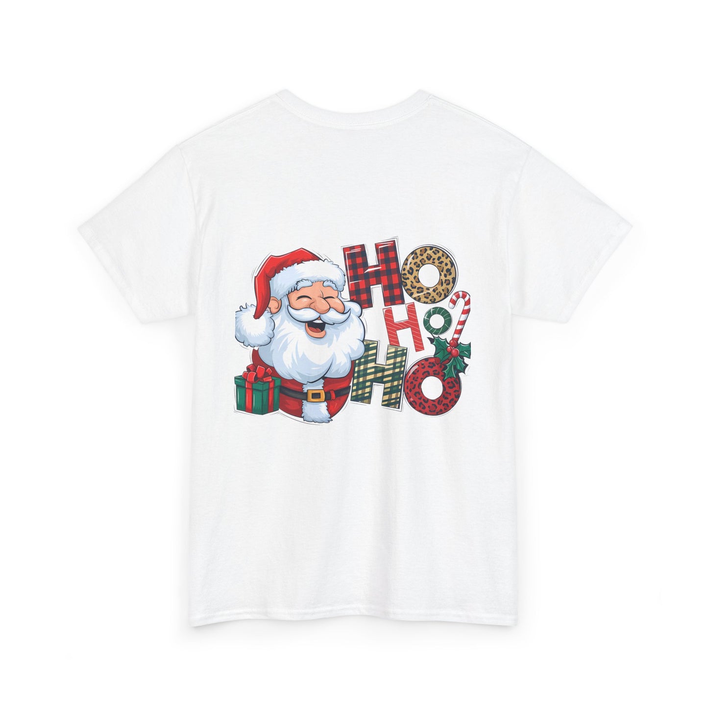 Merry Christmas Gnome and Santa Unisex Heavy Cotton Tee - Front & Back Print - 100% Cotton