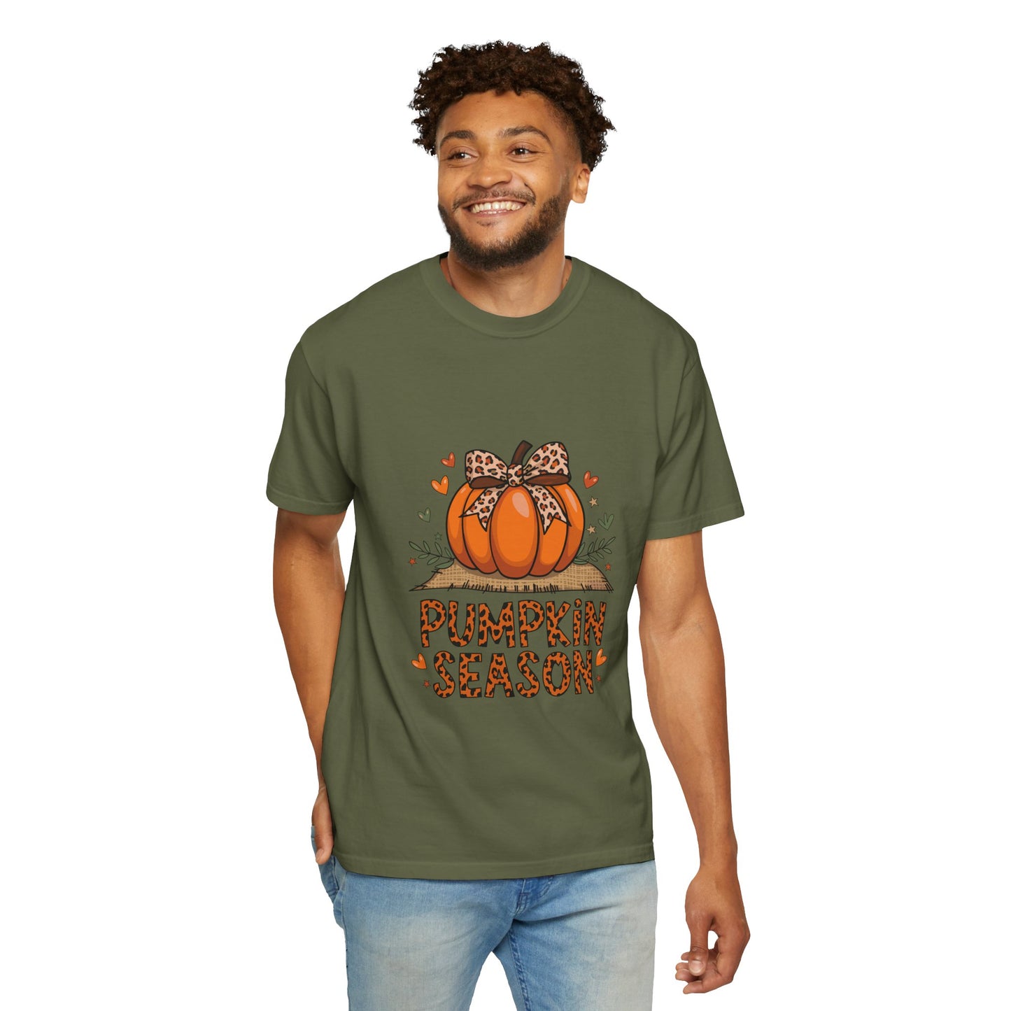 Pumpkin Season Unisex Garment-Dyed T-shirt – Leopard Print Pumpkin Fall Shirt