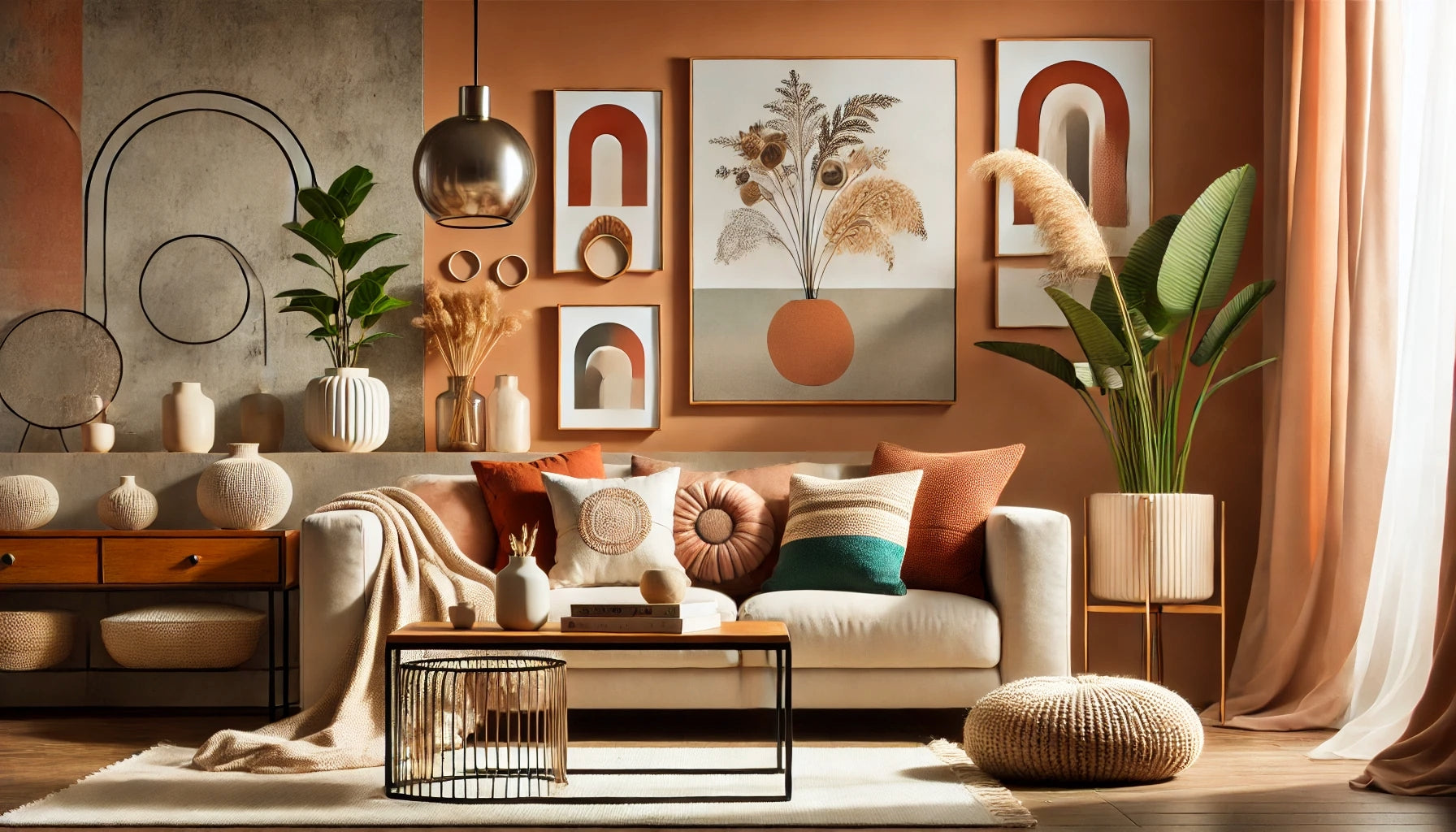 Banner showcasing stylish home decor items including cushions, wall art, and indoor plants, creating a cozy and inviting living space.