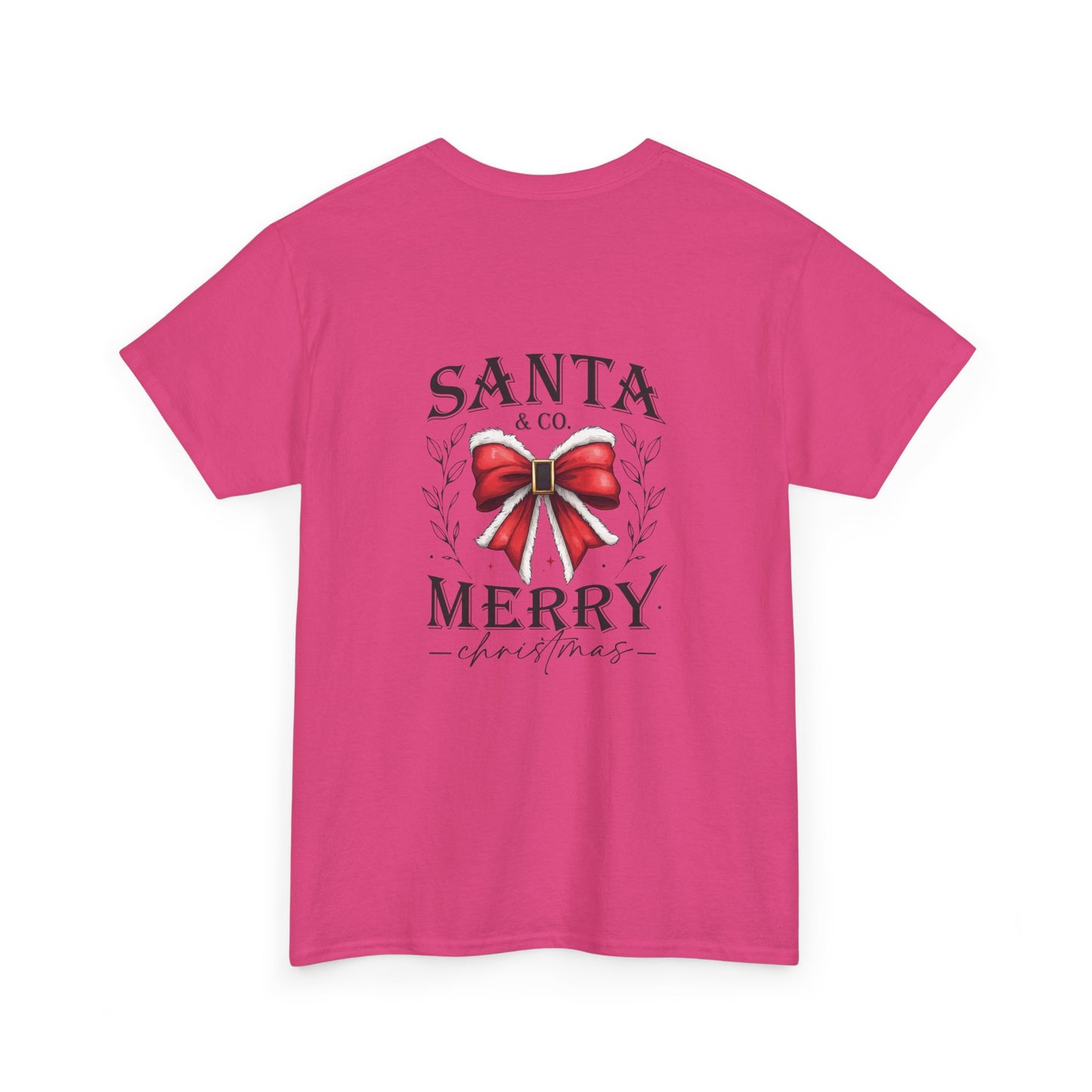 Merry Christmas Unisex Heavy Cotton Tee - Front & Back Holiday Print - 100% Cotton