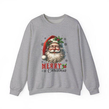 Santa Merry Christmas Unisex Crewneck Sweatshirt - Cozy Holiday Sweatshirt - Cotton Blend