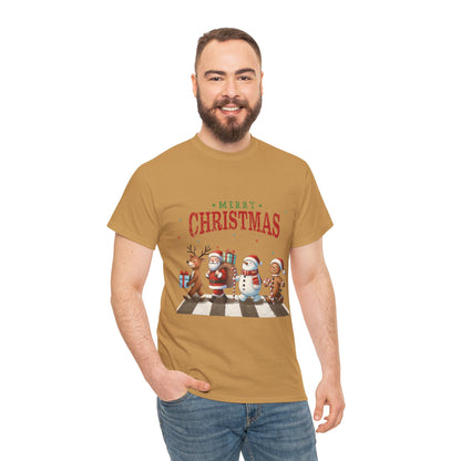 Merry Christmas Unisex Heavy Cotton Tee - Front & Back Holiday Print - 100% Cotton