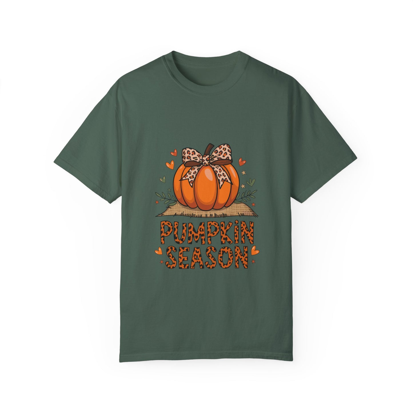 Pumpkin Season Unisex Garment-Dyed T-shirt – Leopard Print Pumpkin Fall Shirt