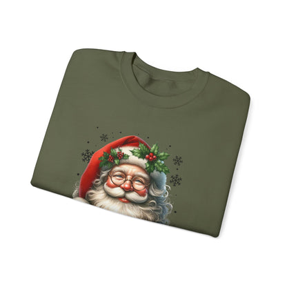 Santa Merry Christmas Unisex Crewneck Sweatshirt - Cozy Holiday Sweatshirt - Cotton Blend