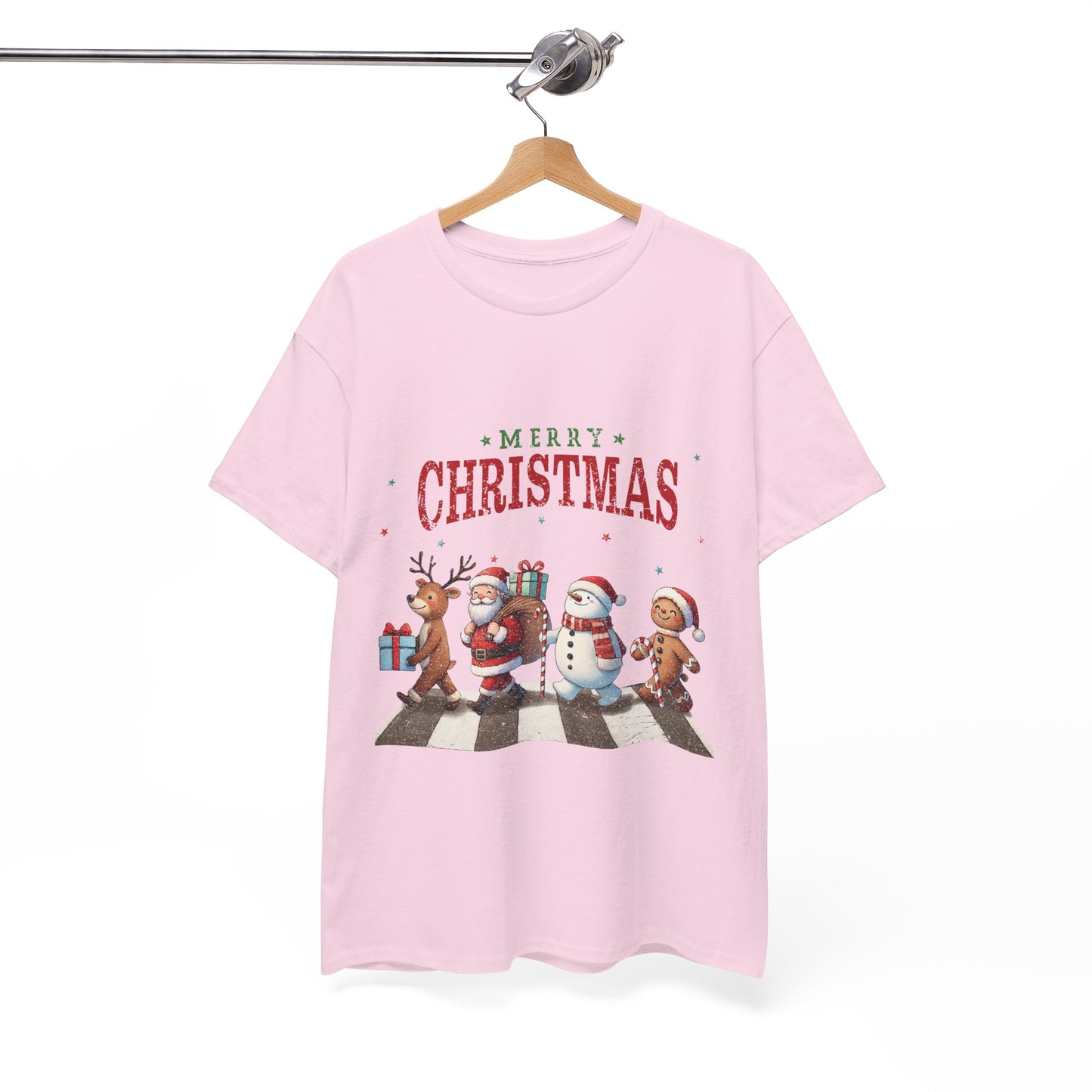 Merry Christmas Unisex Heavy Cotton Tee - Front & Back Holiday Print - 100% Cotton