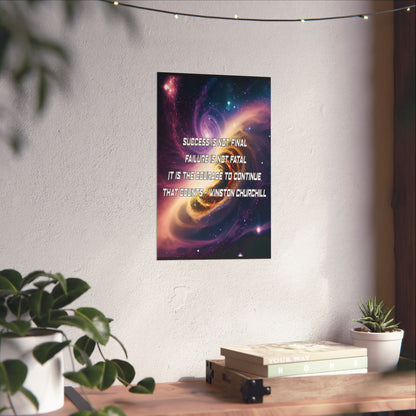 Galactic Inspiration: Vertical Poster with Winston Churchill's Timeless Quote