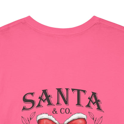 Merry Christmas Unisex Heavy Cotton Tee - Front & Back Holiday Print - 100% Cotton