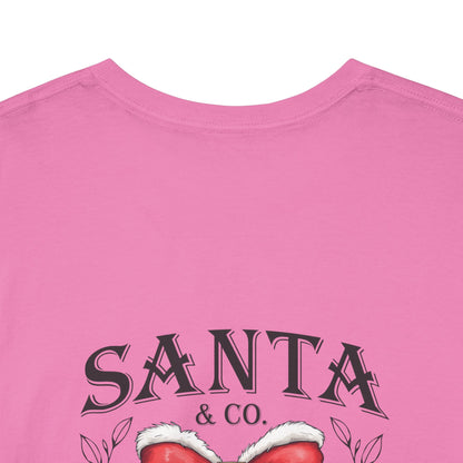 Merry Christmas Unisex Heavy Cotton Tee - Front & Back Holiday Print - 100% Cotton