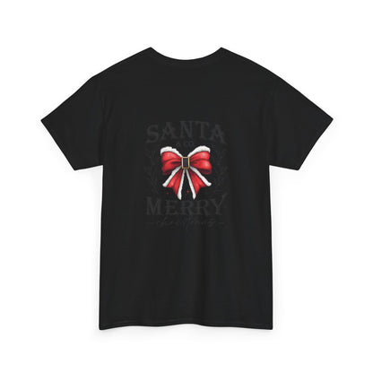 Merry Christmas Unisex Heavy Cotton Tee - Front & Back Holiday Print - 100% Cotton