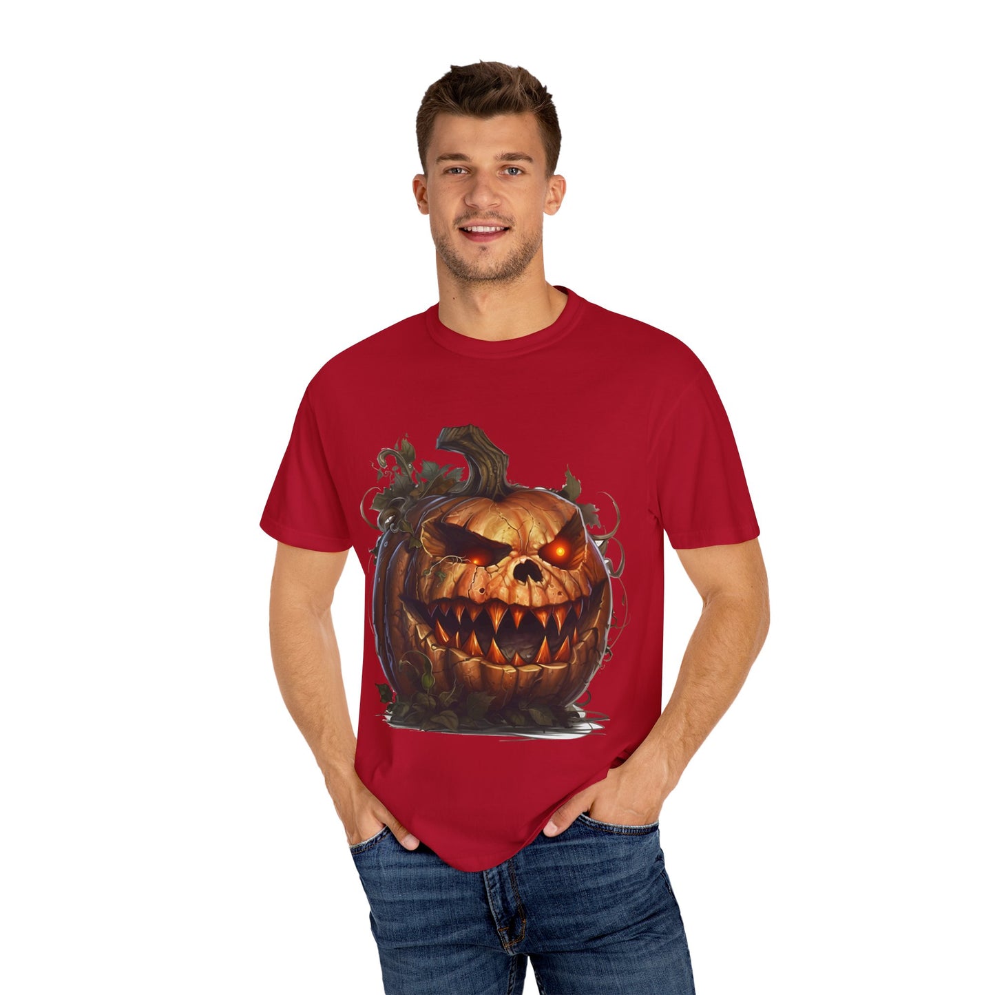 Unisex Garment-Dyed T-Shirt - Comfort Colors - Spooky Jack-O'-Lantern Design