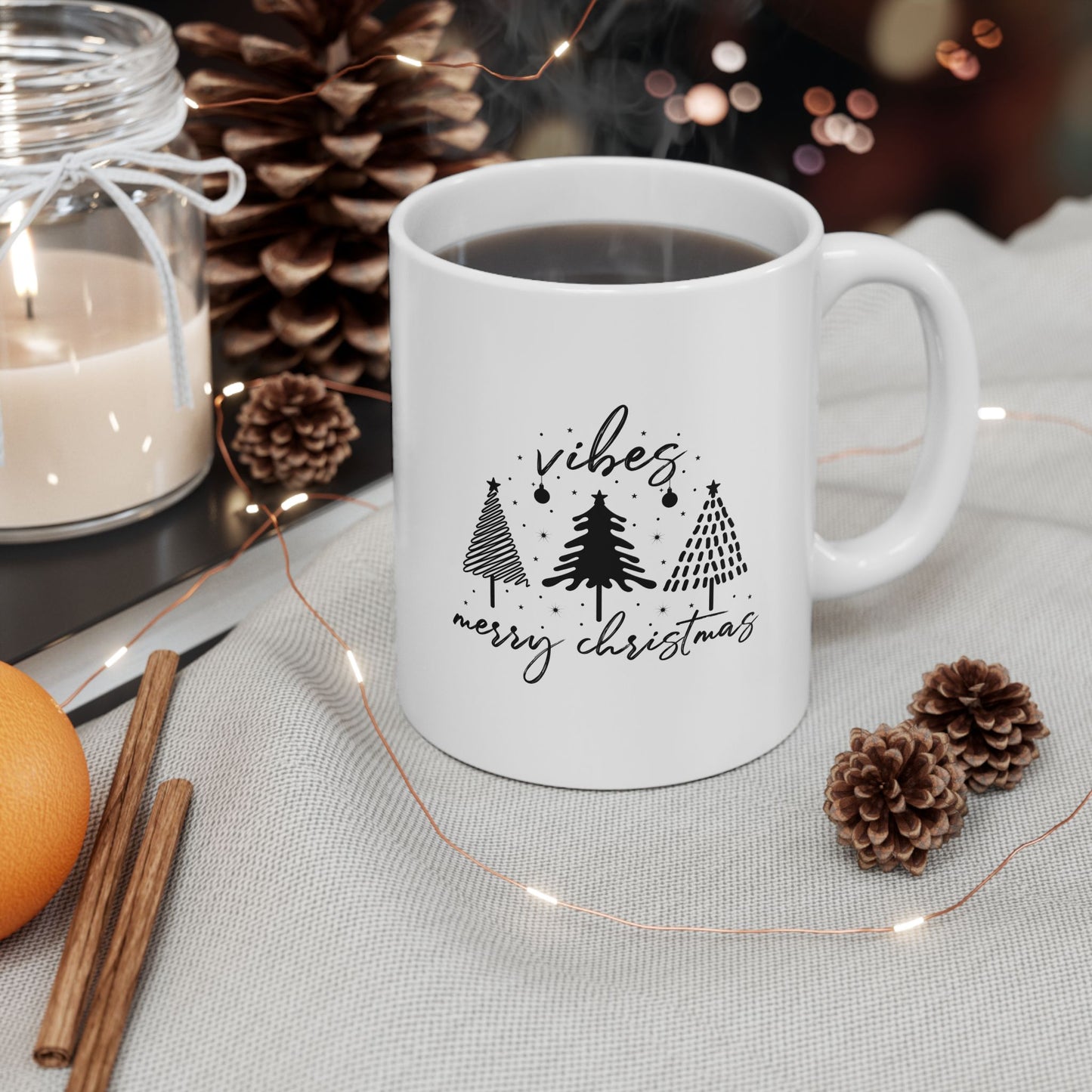 Merry Christmas Vibes Ceramic Mug - 11oz