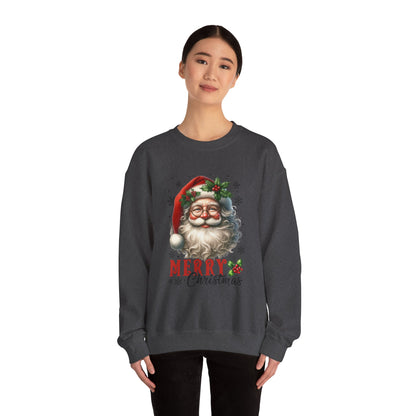 Santa Merry Christmas Unisex Crewneck Sweatshirt - Cozy Holiday Sweatshirt - Cotton Blend