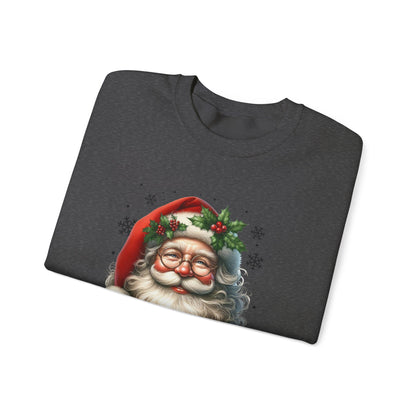 Santa Merry Christmas Unisex Crewneck Sweatshirt - Cozy Holiday Sweatshirt - Cotton Blend