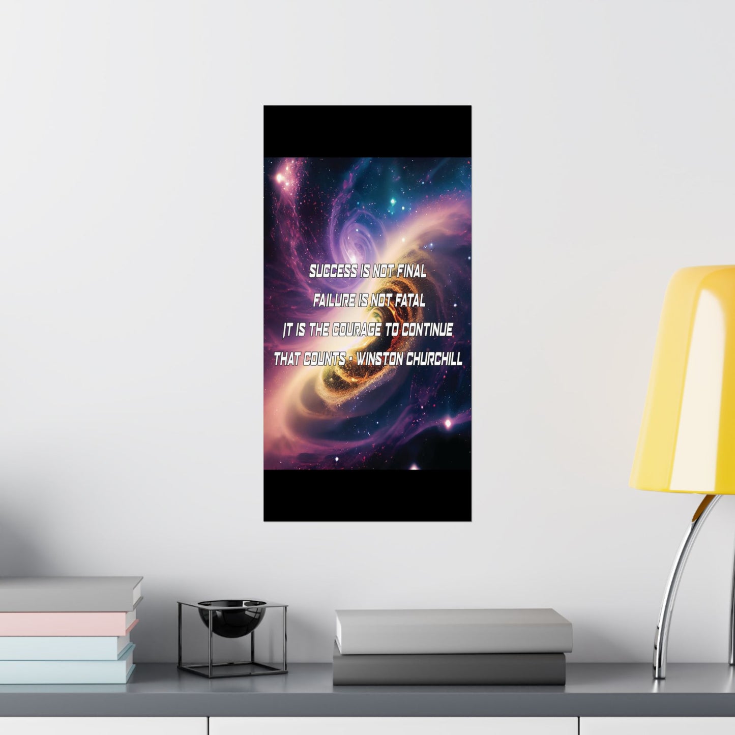 Galactic Inspiration: Vertical Poster with Winston Churchill's Timeless Quote