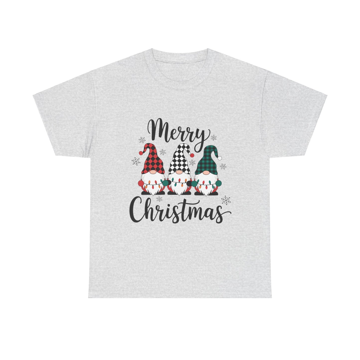 Merry Christmas Gnome and Santa Unisex Heavy Cotton Tee - Front & Back Print - 100% Cotton