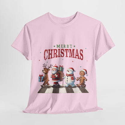 Merry Christmas Unisex Heavy Cotton Tee - Front & Back Holiday Print - 100% Cotton