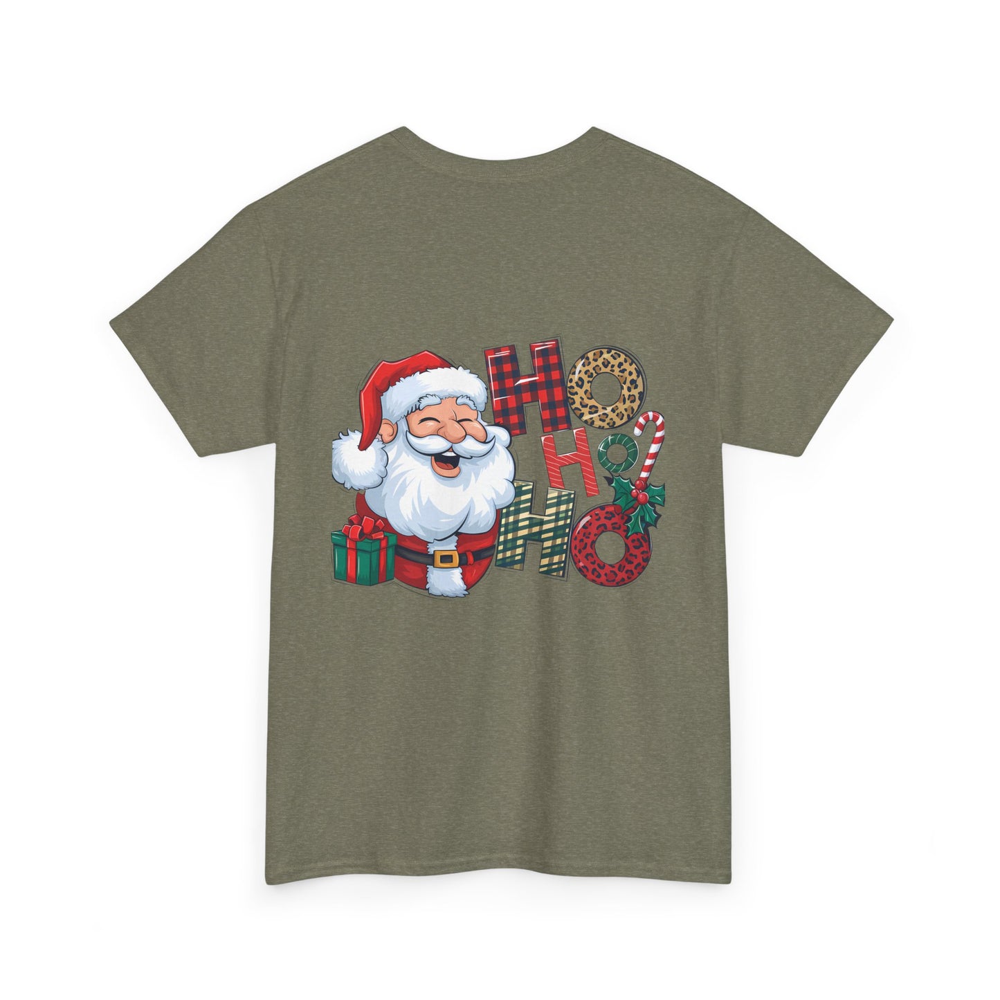 Merry Christmas Gnome and Santa Unisex Heavy Cotton Tee - Front & Back Print - 100% Cotton