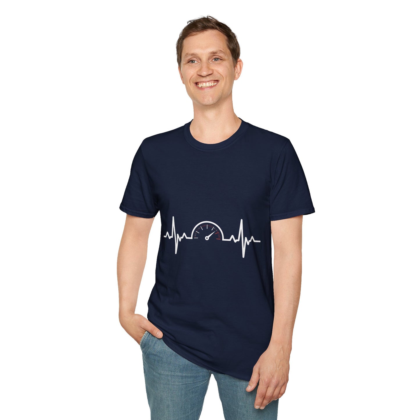 Tachometer Shirt RPM Heartbeat Gauge Unisex Heavy Cotton Tee