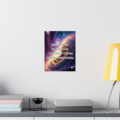 Galactic Inspiration: Vertical Poster with Winston Churchill's Timeless Quote