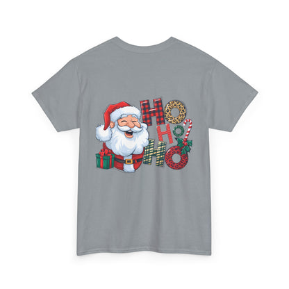 Merry Christmas Gnome and Santa Unisex Heavy Cotton Tee - Front & Back Print - 100% Cotton