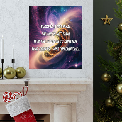 Galactic Inspiration: Vertical Poster with Winston Churchill's Timeless Quote