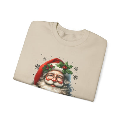 Santa Merry Christmas Unisex Crewneck Sweatshirt - Cozy Holiday Sweatshirt - Cotton Blend