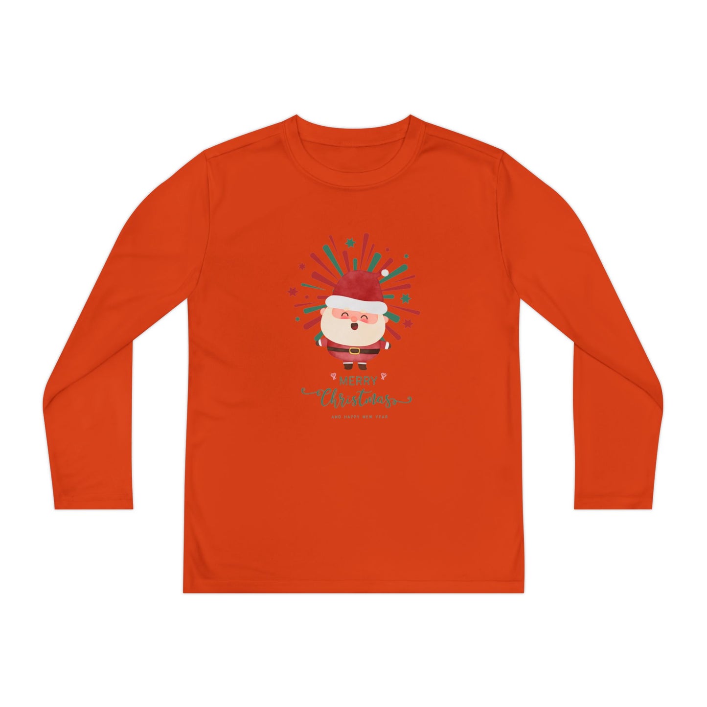 Festive Santa Youth Long Sleeve Tee - Moisture-Wicking Christmas Shirt