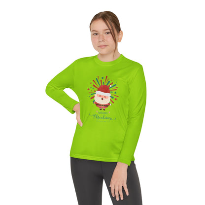 Festive Santa Youth Long Sleeve Tee - Moisture-Wicking Christmas Shirt