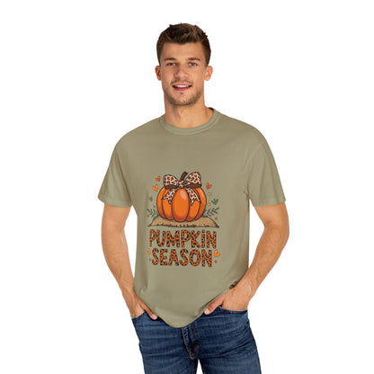 Pumpkin Season Unisex Garment-Dyed T-shirt – Leopard Print Pumpkin Fall Shirt