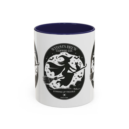 Witch's Brew Coffee Co. Accent Ceramic Mug - 11oz & 15oz - Stirring Up Trouble Design