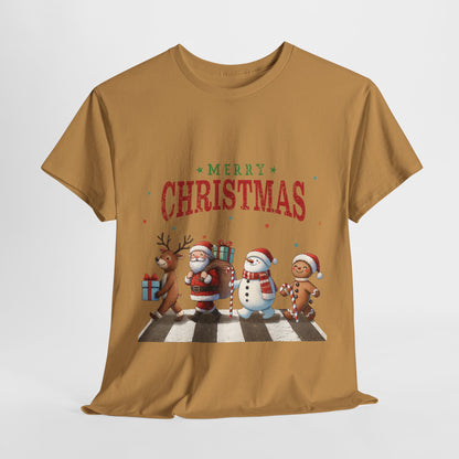 Merry Christmas Unisex Heavy Cotton Tee - Front & Back Holiday Print - 100% Cotton