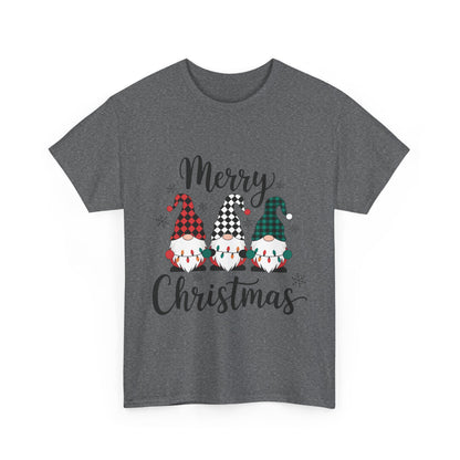 Merry Christmas Gnome and Santa Unisex Heavy Cotton Tee - Front & Back Print - 100% Cotton