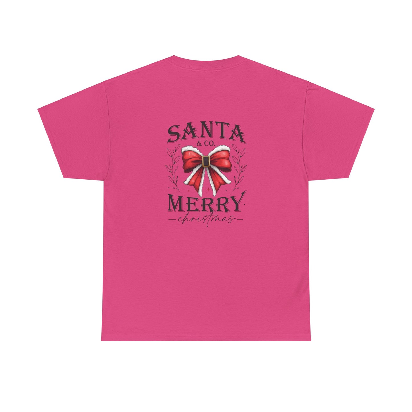 Merry Christmas Unisex Heavy Cotton Tee - Front & Back Holiday Print - 100% Cotton