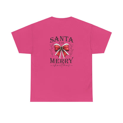 Merry Christmas Unisex Heavy Cotton Tee - Front & Back Holiday Print - 100% Cotton