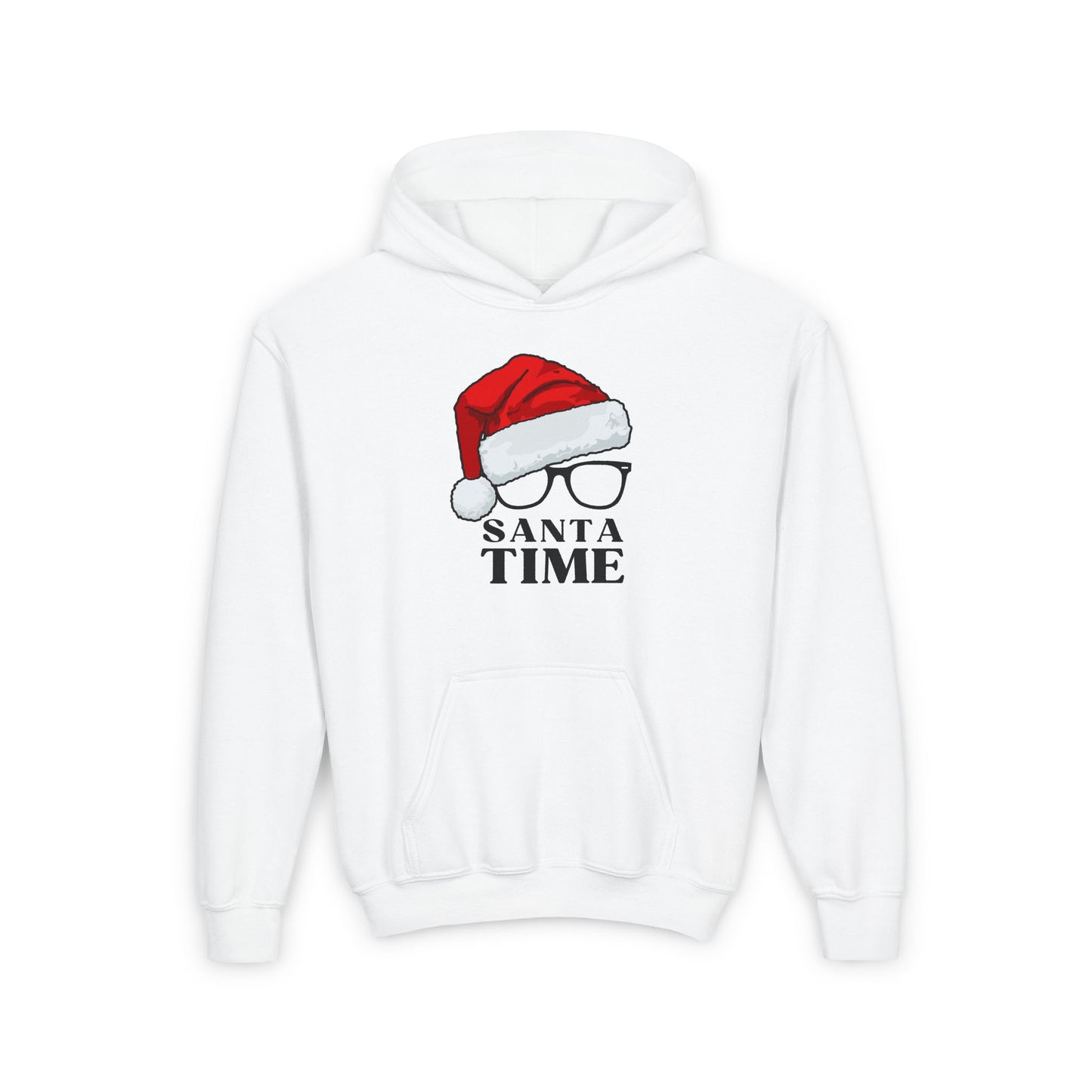 Santa Time Youth Hoodie - Cozy Holiday Hooded Sweatshirt - Festive Santa Design