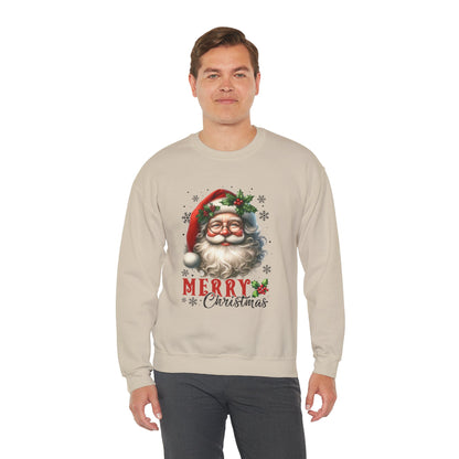 Santa Merry Christmas Unisex Crewneck Sweatshirt - Cozy Holiday Sweatshirt - Cotton Blend