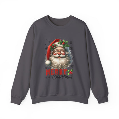 Santa Merry Christmas Unisex Crewneck Sweatshirt - Cozy Holiday Sweatshirt - Cotton Blend