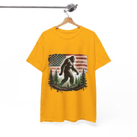 Bigfoot American Flag Shirt – Sasquatch Forest Graphic Cotton Tee
