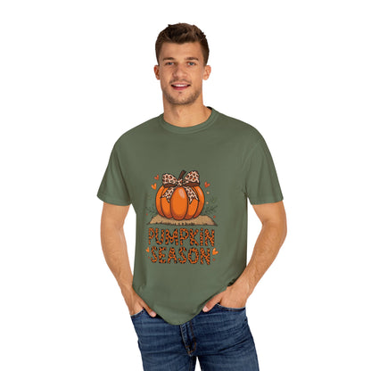 Pumpkin Season Unisex Garment-Dyed T-shirt – Leopard Print Pumpkin Fall Shirt