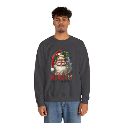 Santa Merry Christmas Unisex Crewneck Sweatshirt - Cozy Holiday Sweatshirt - Cotton Blend