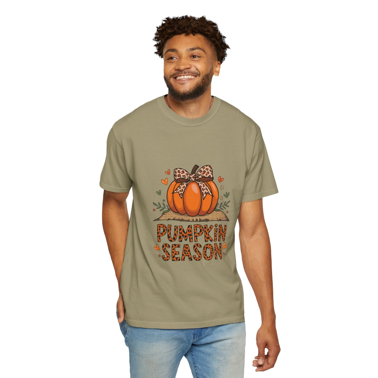 Pumpkin Season Unisex Garment-Dyed T-shirt – Leopard Print Pumpkin Fall Shirt