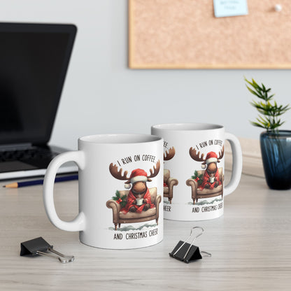 I Run on Coffee and Christmas Cheer Ceramic Mug - 11oz