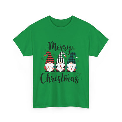 Merry Christmas Gnome and Santa Unisex Heavy Cotton Tee - Front & Back Print - 100% Cotton