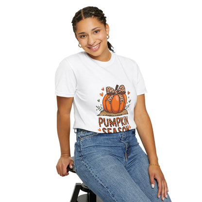 Pumpkin Season Unisex Garment-Dyed T-shirt – Leopard Print Pumpkin Fall Shirt